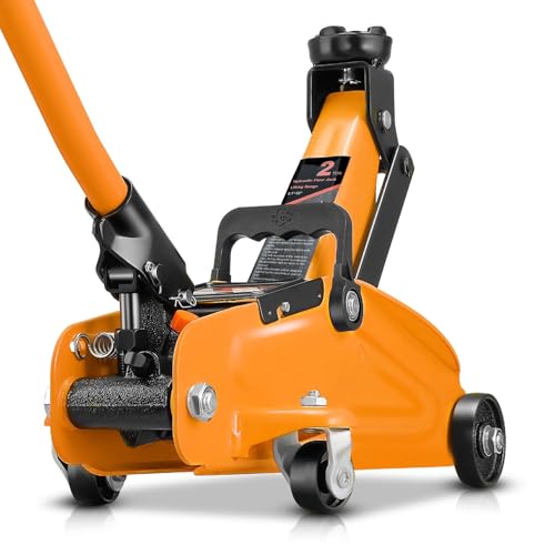 Auto Dynasty 2 Ton Floor Jack, Heavy Duty Steel Hydraulic Car Jack with Single Piston Quick Lift Pump, Hydraulic Racing Floor Jack, Lifting Range 5.1" to 13", Orange - color: Orange, size: 2 Ton