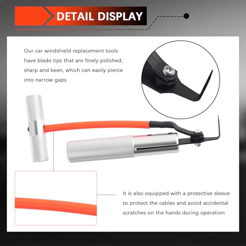 Car Windshield Removal Tool,Upgraded Auto Glass Removal Tools with Non-Slip Knurled Handle & Sharp Blade Tip,Extended & Portable Car Windshield Cutting Tool for Cars SUVs