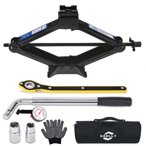 Scissor Jack - 2 Ton (4409 lbs) Car Emergency Kit with Lug Wrench, Tire Changing Kit for Sedan, Coupe, SUV, MPV