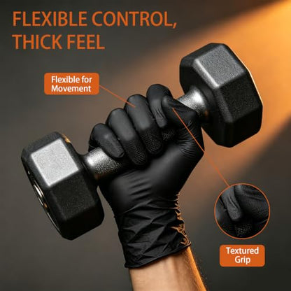 Gloves Disposable Latex Free, Nitrile Gloves 100 Pcs, Black Cleaning Gloves, Powder Free Food Prep Gloves, Large