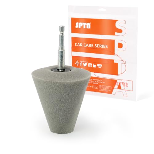SPTA Polishing Cone, Car Wheel Hub Drill Buffing Sponge Pads Kit, Polishing Ball (T40 Light Cut & Fnish Polishing Cone) - color: T40 Light Cut & Fnish Polishing Cone