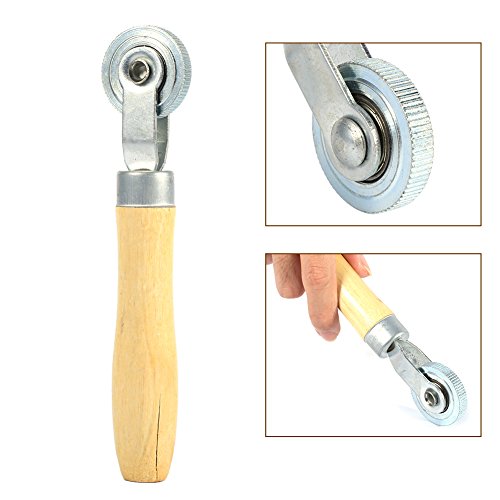 Wnvivi Tire Patch Roller,Wooden Handle Repair Tube Stitch Puncture Patch Tyre Roller,Patch Tyre Roller Bearing Tool Kit