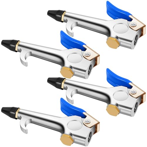 Honoson 4 Pieces 1/4 NPT Lever Blow Gun Air Nozzle Dust Cleaning Blower Gun with Rubber and Safety Tip Nozzles Air Tool for Home Shop Garage Industry(Blue) - color: Blue