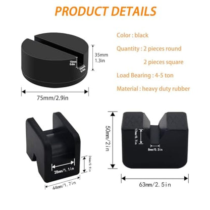 2 Types Jack Stand Pads Adapter 3 Ton Universal Rubber Slotted Frame Rail Pinch welds Protector for Jack Stand (4 Pack)