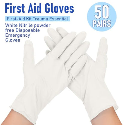 Chicingyou 30 Pairs Disposable Emergency Glove Individually Packaged Travel Gloves Travel Trauma Essential Nitrile Glove (White) - color: White
