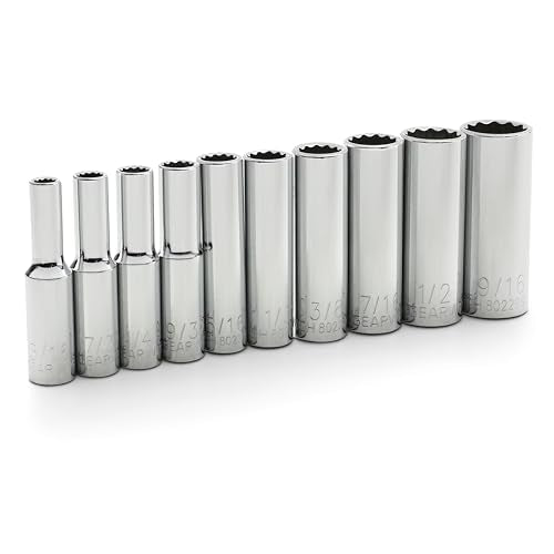 GEARWRENCH 10 Pc. 1/4" Drive 12 Pt. Deep Socket Set, SAE - 80309D