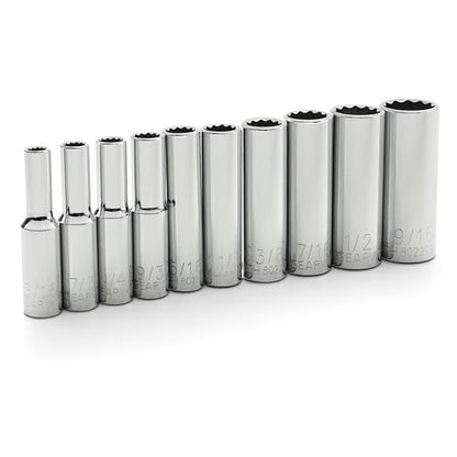 GEARWRENCH 10 Pc. 1/4" Drive 12 Pt. Deep Socket Set, SAE - 80309D