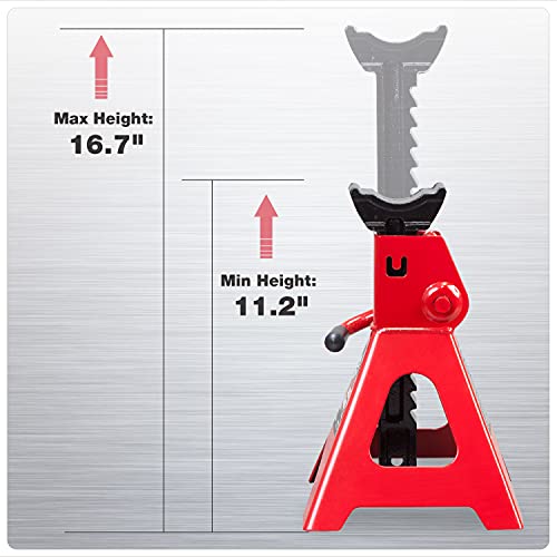 Jack Boss Jack Stands 3 Ton (6,000 LBs) Car Jack Stand Adjustable Lifting for Automotive Small SUV, Red, 2 Pack - style: 3T standard