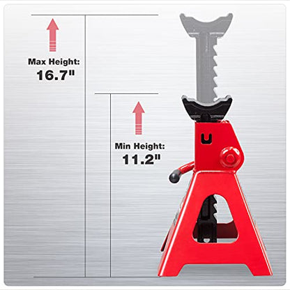 Jack Boss Jack Stands 3 Ton (6,000 LBs) Car Jack Stand Adjustable Lifting for Automotive Small SUV, Red, 2 Pack - style: 3T standard