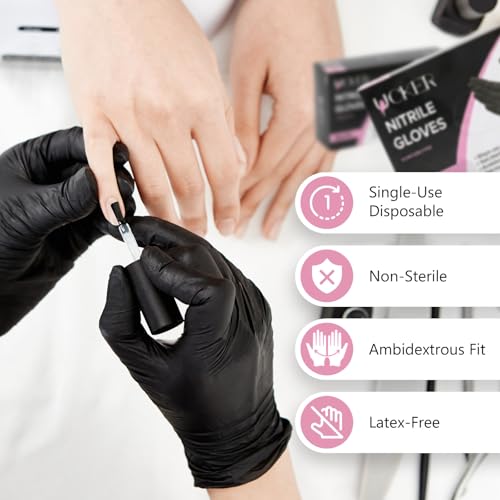 6 Mil Black Nitrile Gloves, Heavy Duty, Powder & Latex Free, Textured Grip, Industrial Use, 100 Count