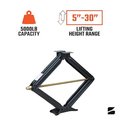Bastion Distribution 30" Scissor Jack with Crank Handle | 5000lbs Capacity | Adjustable 5-30” Height | Spray-Tested Powder Coated | BJ-5000MSJ30 - size: 30"(One Pack)