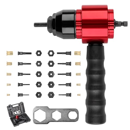 YUZES Rivet Nut Tool Kit for Drill & Ratchet, 10 Mandrels, 50 Rivet Nuts | Rivet Nut Gun Adapter, Fast Riveting, Less Hand Effort, Compact for Tight Spaces, Metric & SAE, Car, RV, Metalwork & DIY
