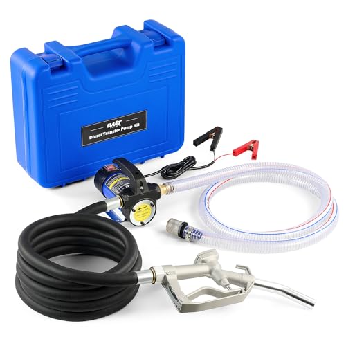 Orion Motor Tech Diesel Transfer Pump Kit, 12V Fuel Transfer Pump Kit with Nozzle & Hoses, Portable Electric Fuel Pump for Kerosene Diesel with Carry Case, Automotive Self Priming Oil Extractor - color: 12GPM Diesel Pump Kit with Case