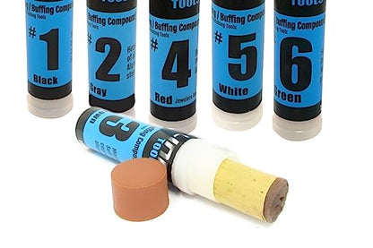 LINE10 Tools Metal Polishing Buffing Compound Bar Kit Polish Paste for Aluminum, Stainless Steel, Jewelry, Red Rouge, Green Lapping, Black Tripoli for High Gloss Shine and Scratch Removal - size: 6 Pack, Large