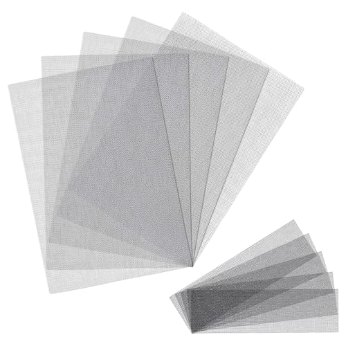 2Size Welding Mesh, 10Pcs Reinforcing Stainless Steel Wire Mesh Screen for Thermoplastic Repairs Silver Plastic Wire Meshes Weld Kit for Plastic Welding Car Repairing, 5.9x7.9inch&2.0x5.9inch