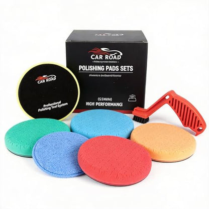 CARROAD 7pc 6.5 Inch Patterned Polishing Pads Kit - Microfiber & Foam Buffing Pads for Orbital/DA Polisher - Scratch & Swirl Removal - Hook & Loop Backing - Washable & Reusable - size: 7pc 6.5inch pattern