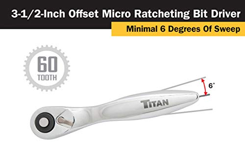 Titan 11207 3-1/2-Inch Offset Micro Ratcheting Bit Driver - style: Offset Bit Driver
