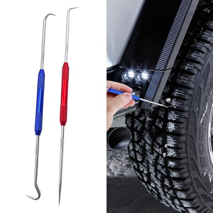 2PCS CarbonSteel Hook Tool and Pick Set, Seal Puller, O Ring Pick Set and Hook Tool, Universal Car Accessories Mini Precision Hooks Puller Remover Compatible with Most Cars