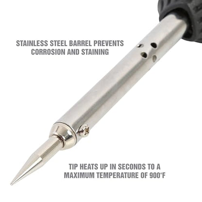 OEMTOOLS 24760 40 Watt Soldering Iron, Soldering Iron Kit for Electronics and Automotive Repairs, Pencil Grip Tool with Metal Stand, Stainless Steel Barrel, 55 Inch Power Cord - style: 40 Watt