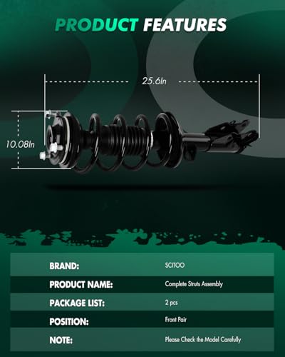 SCITOO Front Complete Struts Spring Assembly Shocks Struts Fits 2013-2015 for Honda Civic Quick Struts 272926 272925 - Set of 2 - size: 2pcs-Front, style: 2013-2015 for Honda Civic