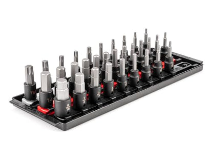 TEKTON 3/8 Inch Drive Impact Bit Socket Set, 32-Piece | SIB91202 - size: (5/32-9/16 in., 4-14 mm, T20-T60), style: Hex and Torx Bit Set