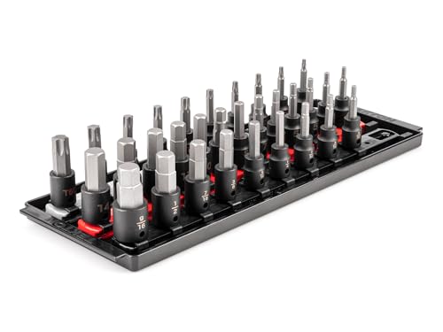 TEKTON 3/8 Inch Drive Impact Bit Socket Set, 32-Piece | SIB91202 - size: (5/32-9/16 in., 4-14 mm, T20-T60), style: Hex and Torx Bit Set