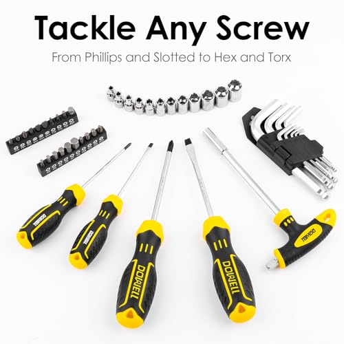 DOWELL Tool Set Tool Kit 62PCS Homeowner Tool Set Wrench Pliers Screwdriver Set Repair Tool Kit