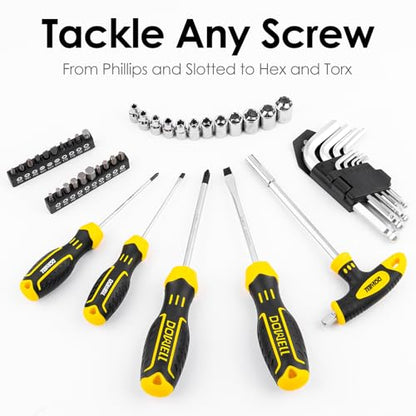 DOWELL Tool Set Tool Kit 62PCS Homeowner Tool Set Wrench Pliers Screwdriver Set Repair Tool Kit