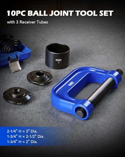 Orion Motor Tech Ball Joint Press Kit, Heavy Duty Ball Joint Removal Tool Kit with 4x4 Adapters, for Most 2WD and 4WD Cars and Light Trucks - color: blue C-frame