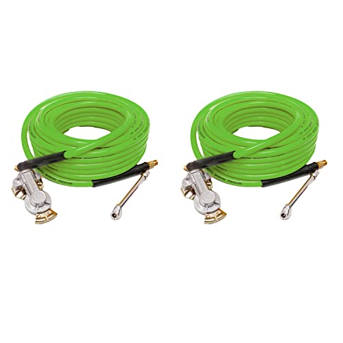 Torque 2PCS Heavy Duty Truck Tire Inflator Kit, Including 3/8" x 50 ft Air Hose, Universal GladHand & Dual Foot Chuck, Glad Hand Air Hose Kit, 300 PSI (2 x TR63051G) - color: c) 2 pcs of Inflator Kit
