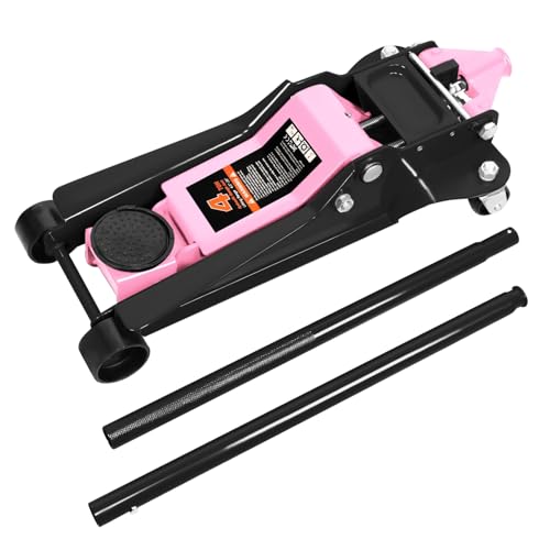 PM PERFORMOTOR Low Profile Hydraulic Trolley Service/Floor Jack, 4 Ton (8000 lbs) Capacity, Lifting Range 4.5"-20", Pink, PM-TOL-FJ40-PK - color: Pink