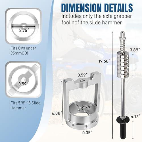 3.75” CV Axle Removal Tool, Sliding Hammer Puller, 8 Bolts | Carbon steel, Stable and Easy Remove, Thickened Axle Puller Fits Cars, Trucks, ATVs, and UTVs