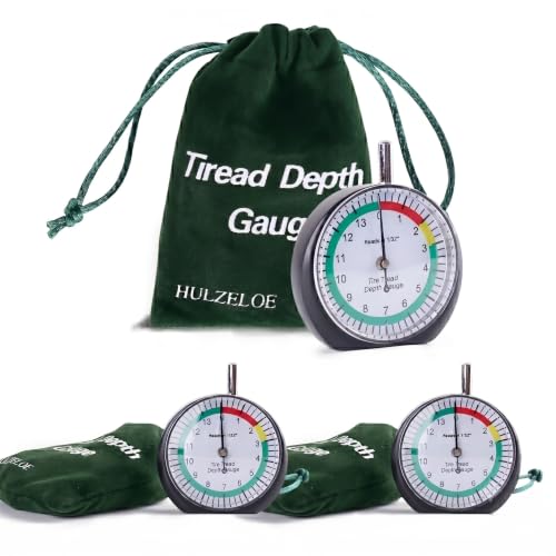 2 Pcs Professional Dial Tire Tread Depth Gauge (Reads in 1/32"), Heavy-Duty Zinc Alloy Casing, Precision Pocket Tool with Case, for Car, Truck, Motorcycle & Bus (black-2Pcs) - color: black-2Pcs