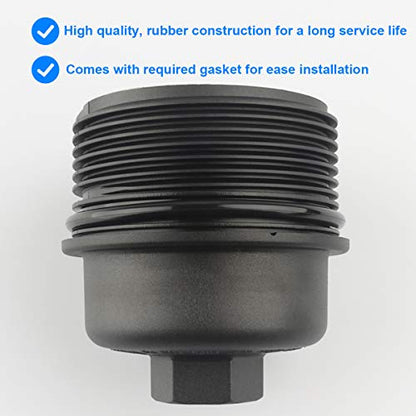 Oil Filter Housing Cap, Replace 917-050, 68079747AC Compatible with - 2011-2013 200, 300, Town & Country, Avenger Challenger Charger Durango Journey, Grand Caravan, Grand Cherokee, 2012-2013 Wrangler