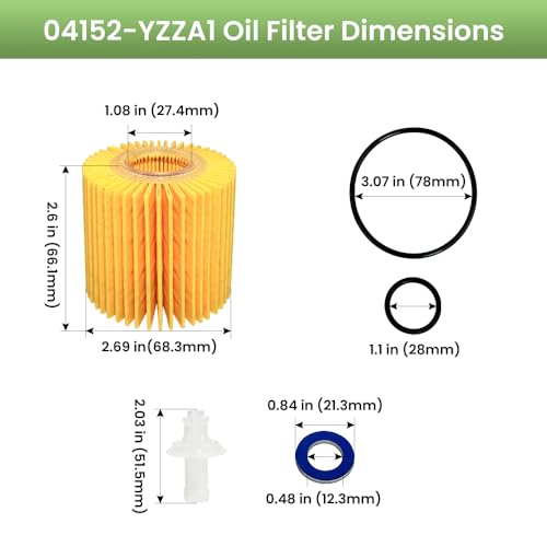 64mm Oil Filter Wrench with 04152-yzza1 Oil Filter Change Kit for Toyota,Tacoma,Camry,Tundra,Highlander,RAV4. Fits 2.5-5.7L Engines, Filter Removal Tool Set with Oil Drain Plug & Gasket for Lexus.