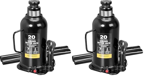 Torin 20 Ton (40,000 LBs) Capacity Hydraulic Welded Heavy Duty Bottle Jack, AT92003BB, Black (Pack of 2) - size: 20 Ton (40,000 LBs) (Pack of 2), style: Standard