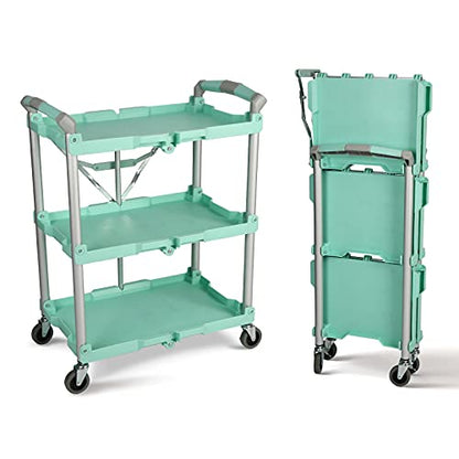 Olympia Tools 89-349 Pack-N-Roll Folding Collapsible Service Cart, 150LB Capacity, Teal - color: Teal, size: 150LB