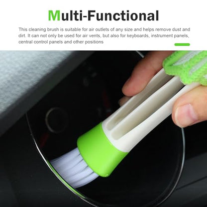 3 PCS Mini Car Air Vent Gap Duster Brush, Double Ended Soft Bristle Dashboard Window Blind Duster, Deep Cleaning Car Interior Dust Remover Tool for Most Cars SUVs Trucks (Green)