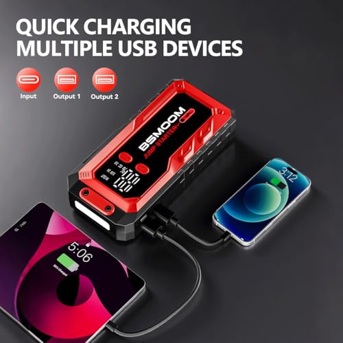 Car Battery Jump Starter Portable, 7000A Peak Battery (for 10.0L Gas or Up to 9.0L Diesel),Portable Booster Power Pack,LCD Display, USB Quick Charge & LED Light