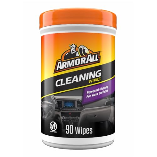 Armor All Car Cleaning Wipes, 90 Count Canister, Car Wipes | Lint-free car dashboard cleaner for dashboards, vinyl, clear plastics, carpet and fabric; not for glass or leather - size: 90 Count (Pack of 1)