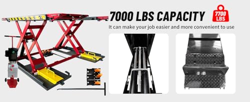 KATOOL Portable Mid Rise Car Lift 7000lbs Lifting Capacity Max. Lifting Height 39" (More Easy to Access) Adjustable Scissor Car Lift Scissor Quick Jack for Home Garage and Shop, 110V