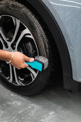 Detail Factory - ProGrip Tire Brush - Ergonomic ProGrip Handle, Stiff Synthetic Bristles, Ergonomic Design, Clean Your Tires with Ease - Octane Riptide - color: Octane Riptide, size: Standard