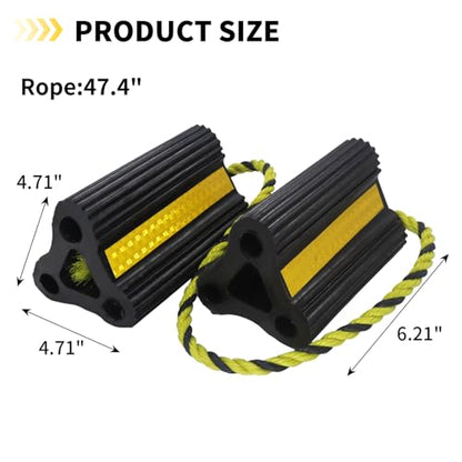 RV Wheel Chocks for Trailers Camper Trucks and Small Aircraft Wheel Chock 2Pair4Pack Wheel Chock Block with 3 Reflective Strips Versatile Heavy Duty Solid Rubber Wheel Immobilizers & Chocks - size: 6.21"2pair4pack