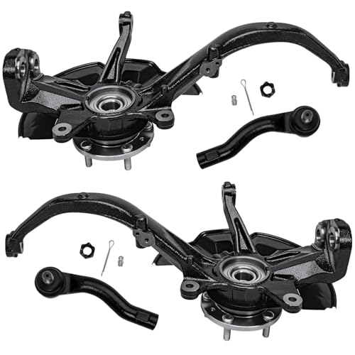 Detroit Axle - Front Steering Knuckles & Wheel Hub Bearings + Outer Tie Rod Ends Replacement for Fusion Milan MKZ Zephyr - 4pc Set - size: 4SU47665/Kit