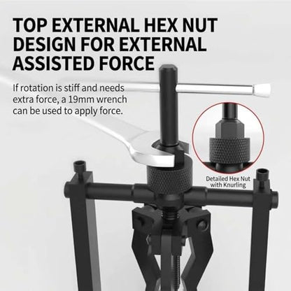 Multi-Function 3-Jaw Bore Puller Tool, Internal External Bearing Gear Extractor, Carbon Steel Guide Bearing Puller Kit for Manual Removal of Wheel Bearings Bushings Gears (Small + Large) - color: Small + Large
