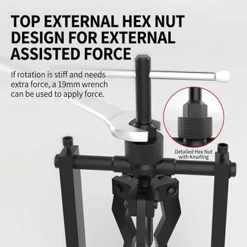 Multi-Function 3-Jaw Bore Puller Tool, Internal External Bearing Gear Extractor, Carbon Steel Guide Bearing Puller Kit for Manual Removal of Wheel Bearings Bushings Gears (Large) - color: Large