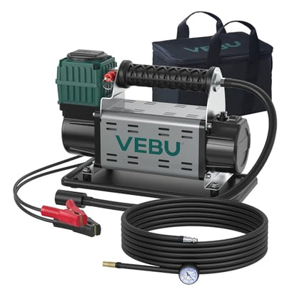 12V Air Compressor, 125PSI Tire Inflator with In-line Pressure Gauge, 5.65CFM Fast Inflation for Off-road Vehicles, Trucks, SUVs, RVs, ATVs, DC Power, Corded Electric - style: Single Cylinder + Inline Gauge