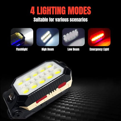 NightBuddy Magnetic Rechargeable Portable Work LED Light with Hanging Hook Battery indicator Strong Magnet 1500 Lumens 4 Light Modes Flashlight Mode Mechanic Cordless Tool Box Automotive Construction