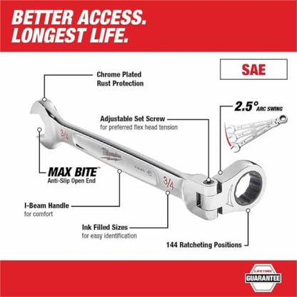 Milwaukee 15 Piece SAE Flex Head Wrench Set