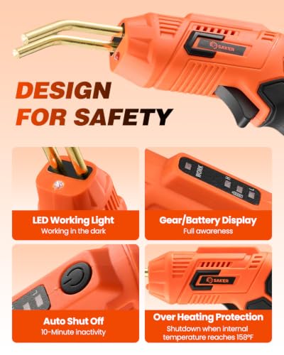 Saker Cordless Plastic Welder Kit | 3 Temperature Modes USB-C Fast Charge | Cordless Freedom, Auto Shut-Off, 3s Rapid Heating, Overheat Protection, Ideal for Auto Bumper & Home Plastic Repair